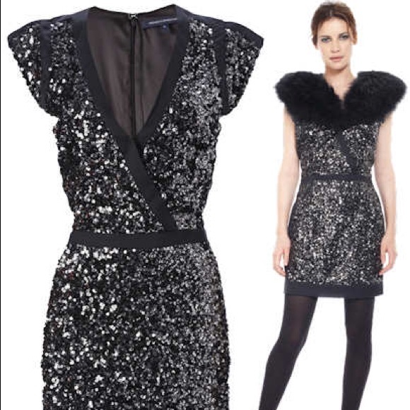 french connection black sequin dress